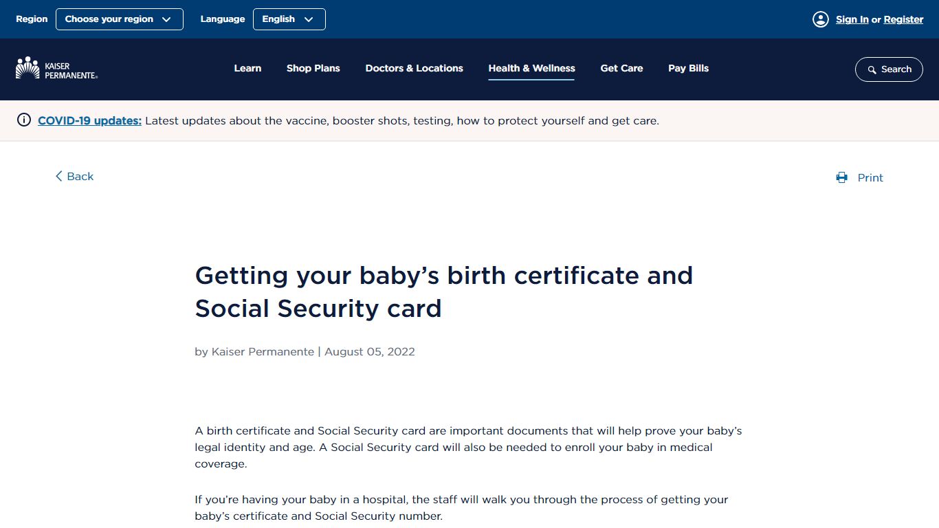 Getting your baby’s birth certificate and Social Security card